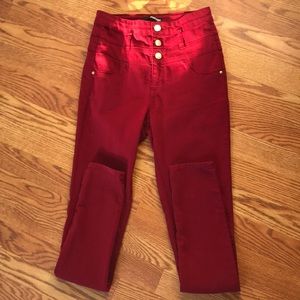 High waisted red pants